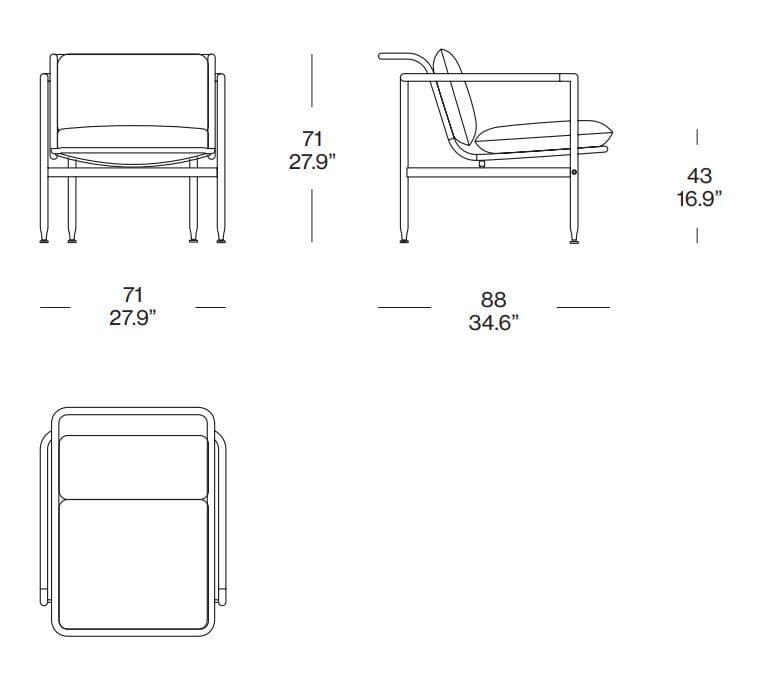 Съемное тканевое садовое кресло с подлокотниками CASSINA Esosoft Outdoor ARCH-00048215 - Вид №2