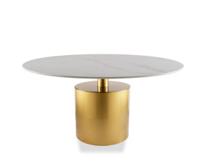 Круглый железный журнальный столик с мраморным верхом