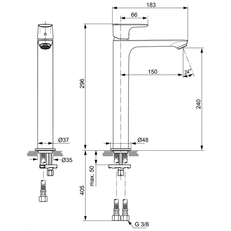 A7027A2 Смеситель для раковины Vessel Ideal Standard CONNECT AIR - Вид №3