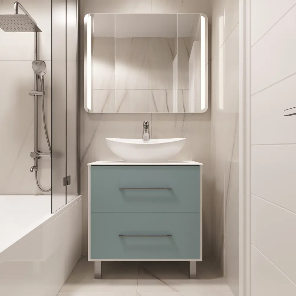 Тумба под раковину напольная «Экко», 80 см, цвет мятный SANFLOR STLM-2002603 - Вид №6