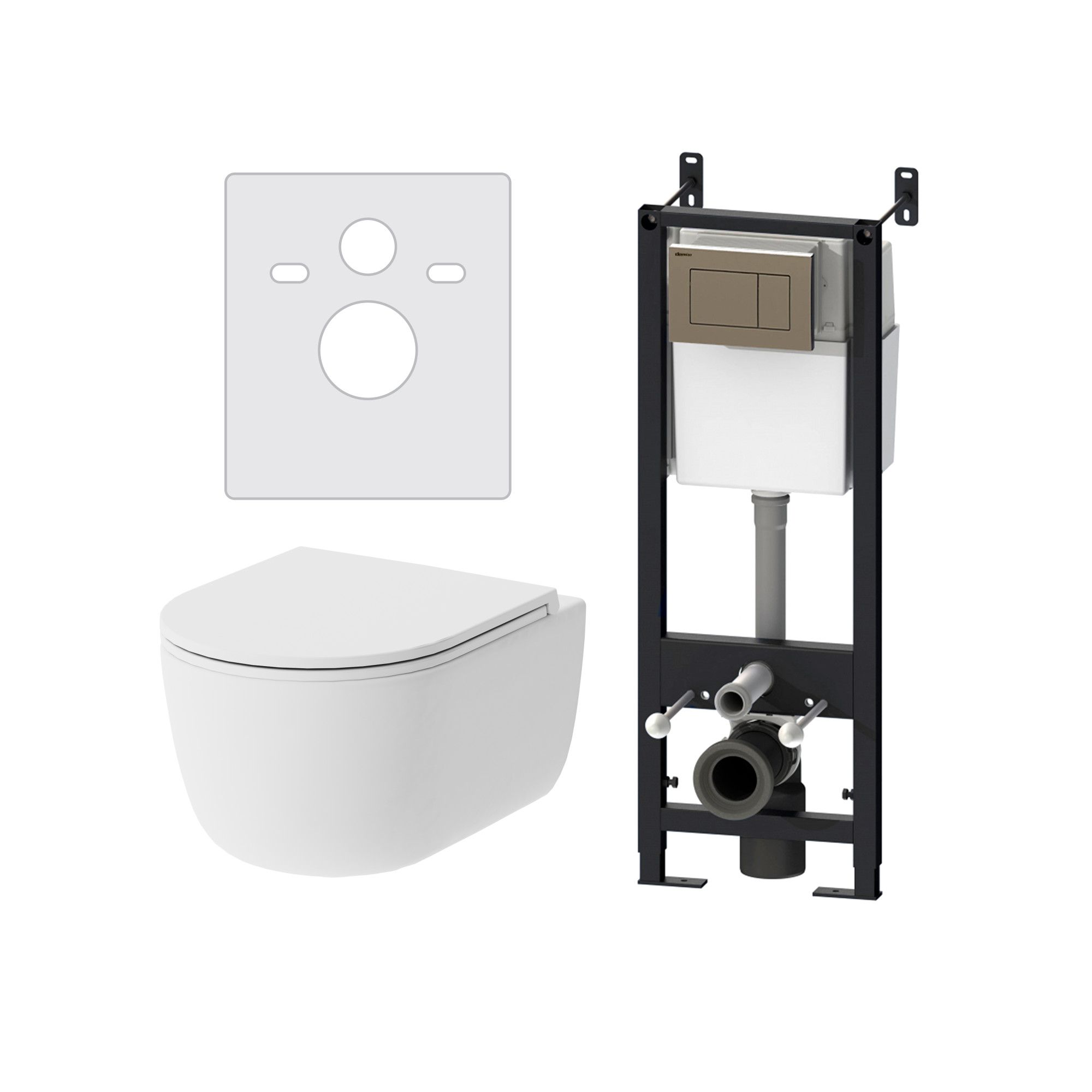 DX86.IS10151.1700 Инсталляция с клав глянц хром с подв унит безободк с сид м/лифт Damixa Sirius