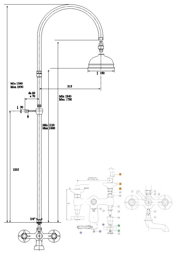 6639200018D200 Душевая система Bandini Old England Santreyd - Вид №1