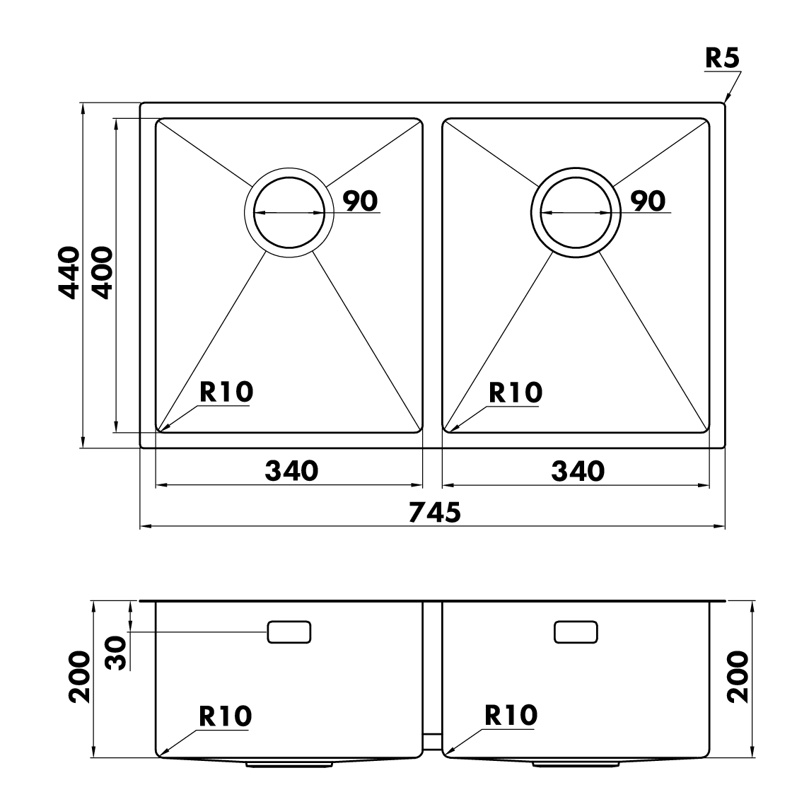 Кухонные мойки Eco Marino SME-745D.A SEAMAN  - Вид №1