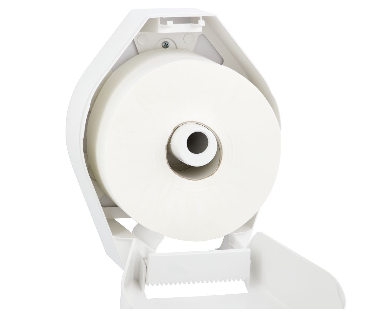 BTN201 Держатель рулона туалетной бумаги TOP MINI, пластик АБС, белый, синее окошко Merida  - Вид №3