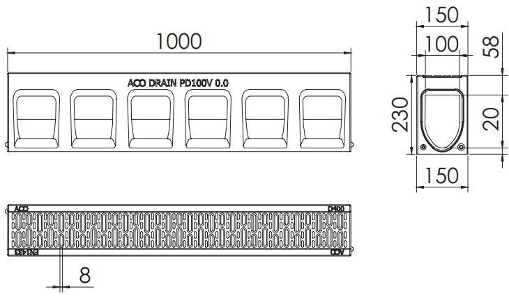 ACO PASSAVANT Канал дренажный из полимербетона Aco drain® monoblock pd 10832 - Вид №1