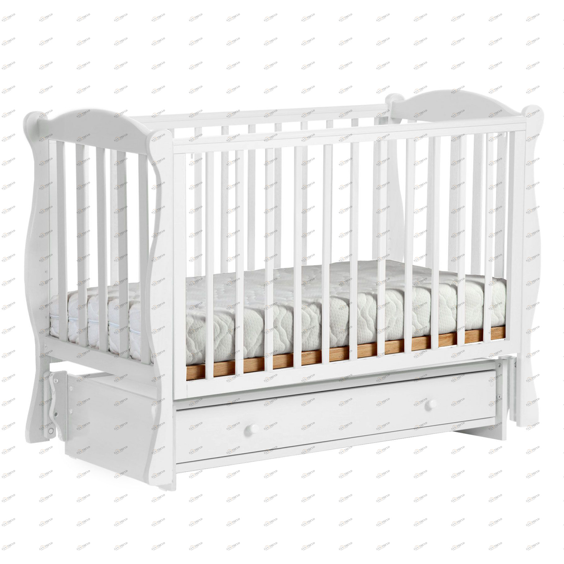 Детская кроватка с универсальным маятником "Кубаночка 6" белая ФАБРИКА ЛЕЛЬ  338410 Белый Santreyd 