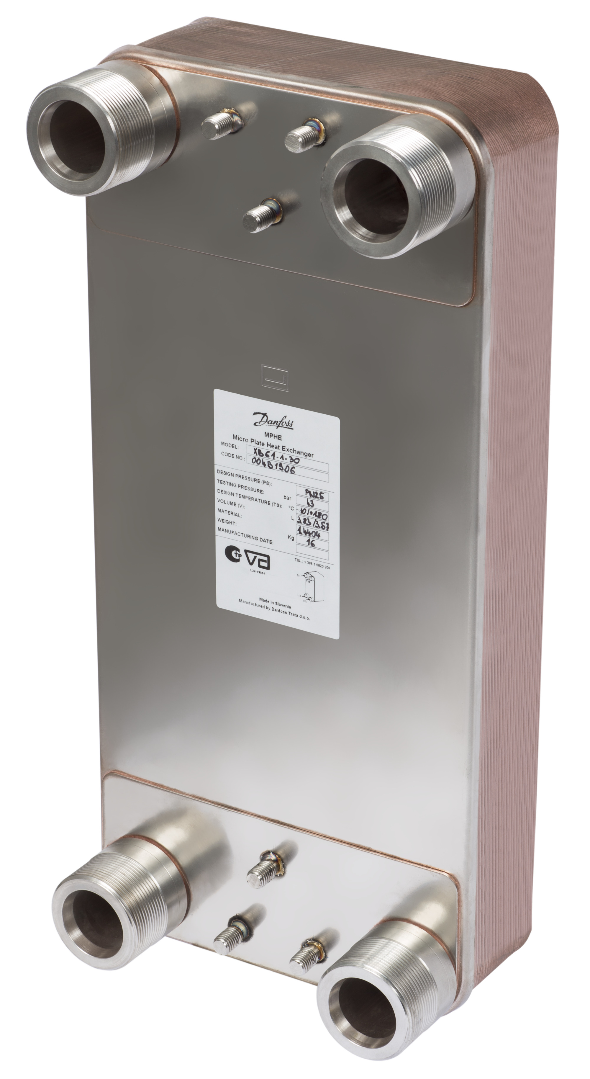 Danfoss Паяный пластинчатый теплообменник серии XB61 XB 61L-1-90 PN25 паяный ТО G2 004B3436  - Вид №59