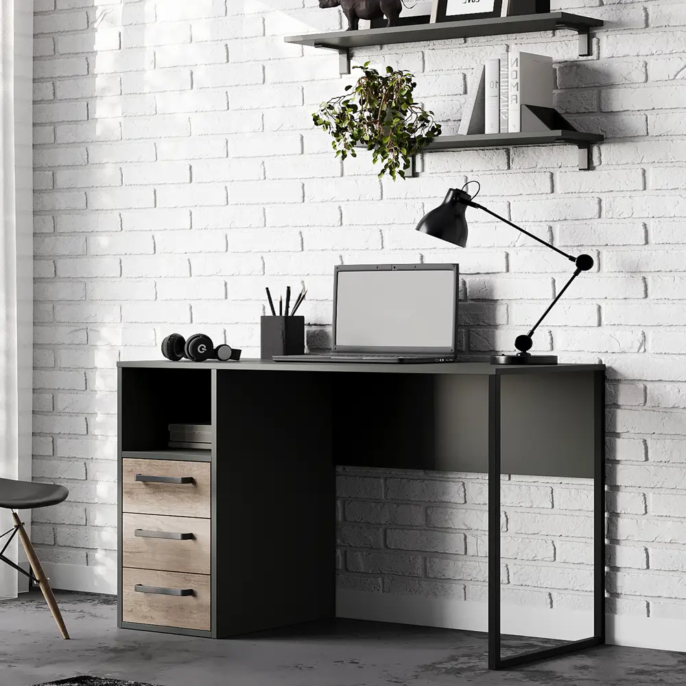 Стол письменный 110x75x50 см ЛДСП цвет графит/дуб каньон Santreyd STLM-2129753