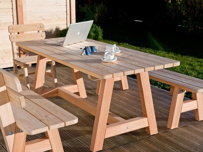 Прямоугольный садовый стол из лиственницы Pircher SIRMIONE ARCH-00107313 - Вид №1