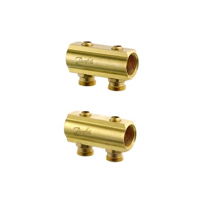 Danfoss Распределительные коллекторы типа FHF для систем водяного отопления с внутренней резьбой FHF Коллектор с запорн. вентилем 3+3 088U0543 