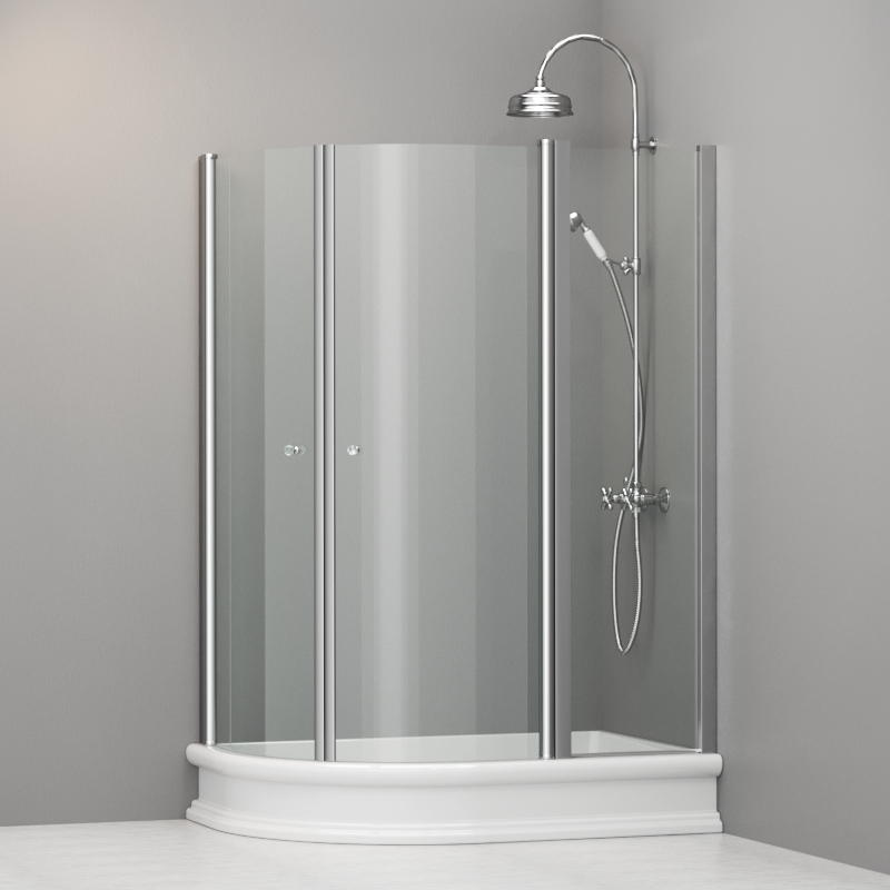 9138T0 Душевая кабина четверть круга SX для поддона 80*120 SX, цвет Хромированный Kerasan RETRO Италия 