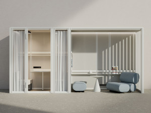 Модульный офисный остров из алюминия и стекла