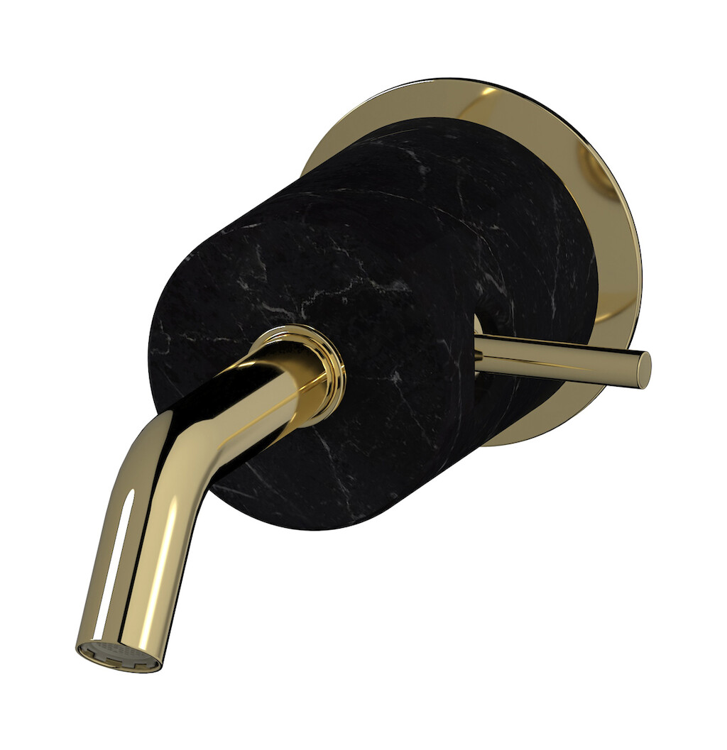 Встроенный в стену смеситель для раковины на 1 отверстие в комплекте с донным клапаном WE ARE IB mr209ii_2 Pale Gold Marmo