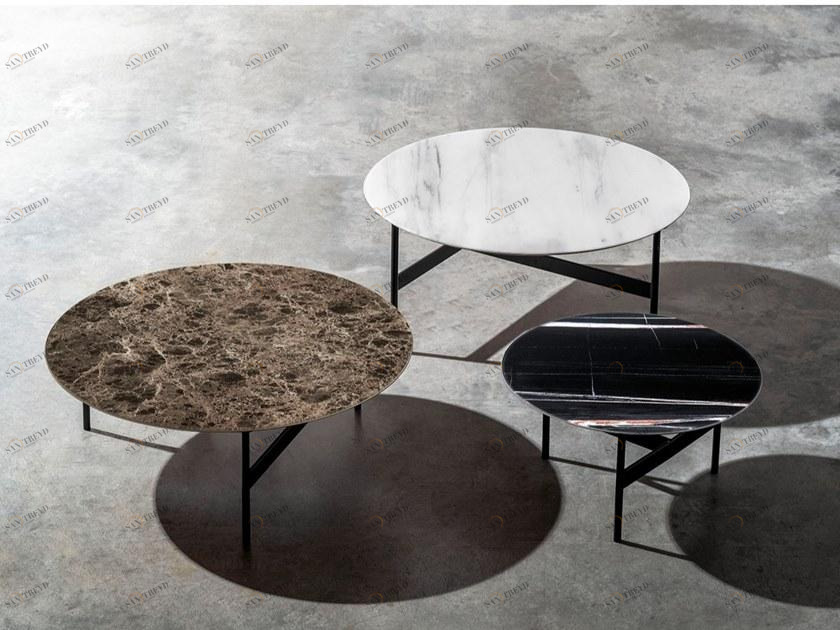 Devina Nais Круглый журнальный столик из стекла с эффектом мрамора sun-id-1483421