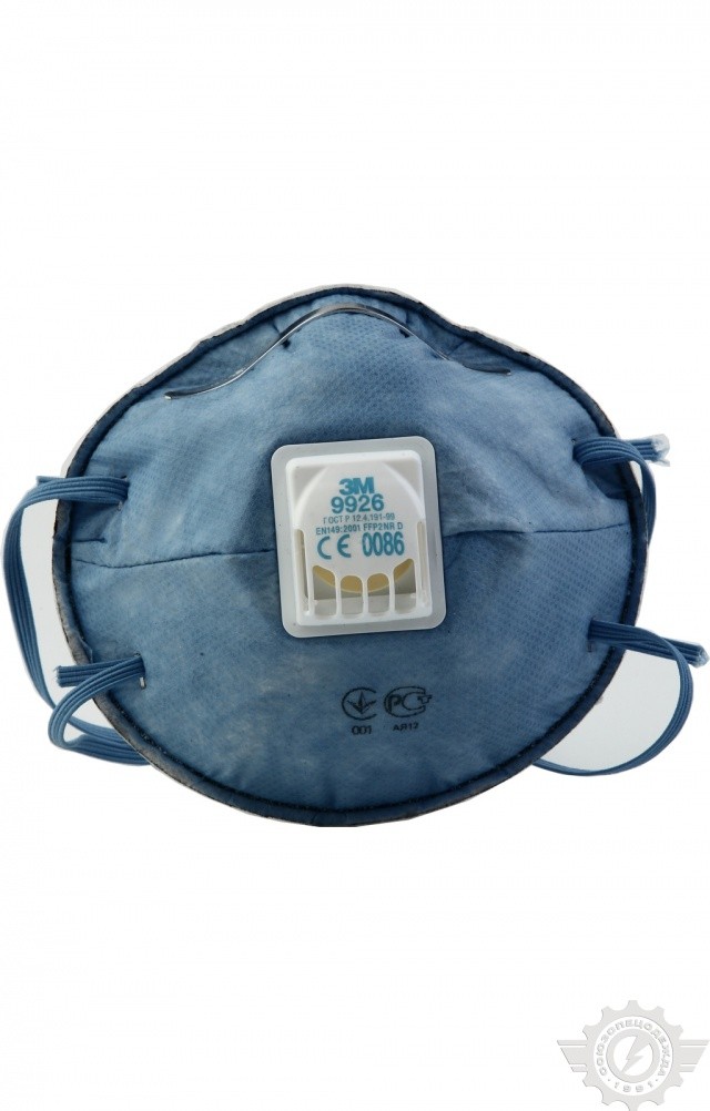 58568 Полумаска фильтрующая противоаэрозольная с клапаном выдоха 3М™ 9926Р для защиты от кислых газов FFP2 NR D  Средства защиты органов дыхания размер Спецодежда  - Вид №1