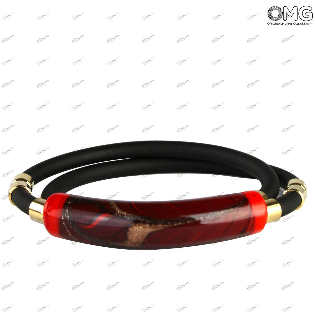 4258 ORIGINALMURANOGLASS Браслет Фиамминго - красный с авантюрином - муранское стекло OMG 18 см 