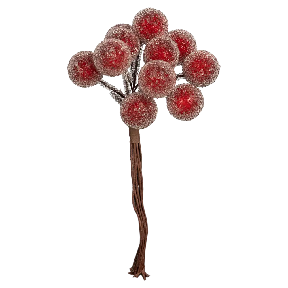 89368881 Новогоднее украшение Ветка Морозные яблоки 11x4 см красный STLM-1434212 Santreyd  - Вид №1