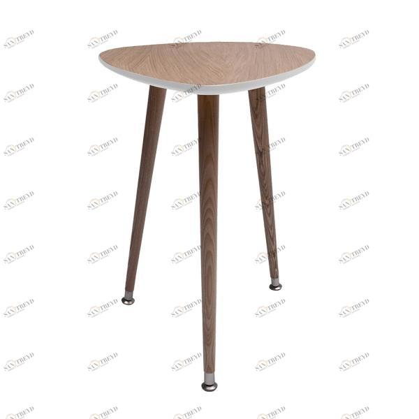 Кофейный столик с деревянными ножками и белым кантом "Капля" WOODI  00-3966509 Беленый дуб;бежевый;белый 