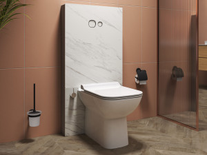 Моноблочный туалет из розового дерева и фарфора