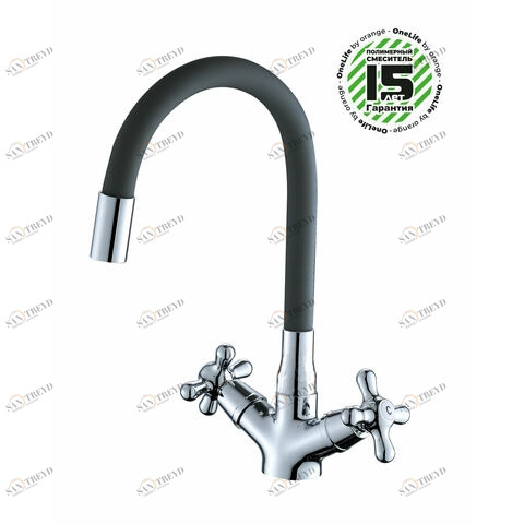 Orange OneLife P03-007cr Полимерный двухвентильный смеситель для кухни, цвет: хром Никель sun-id-1517127