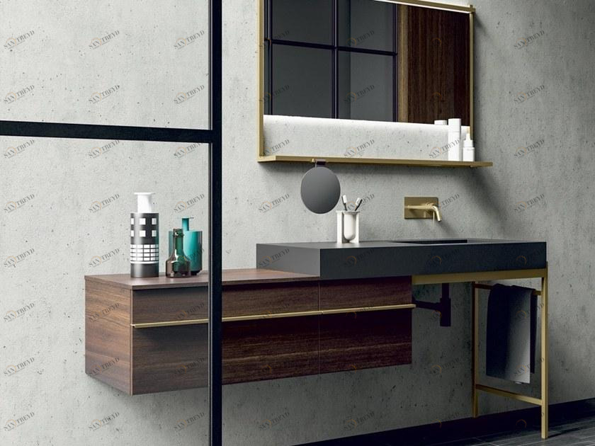 Birex Настенная тумба под умывальник из фанерованной древесины с ящиками Sidéro sun-id-1445780