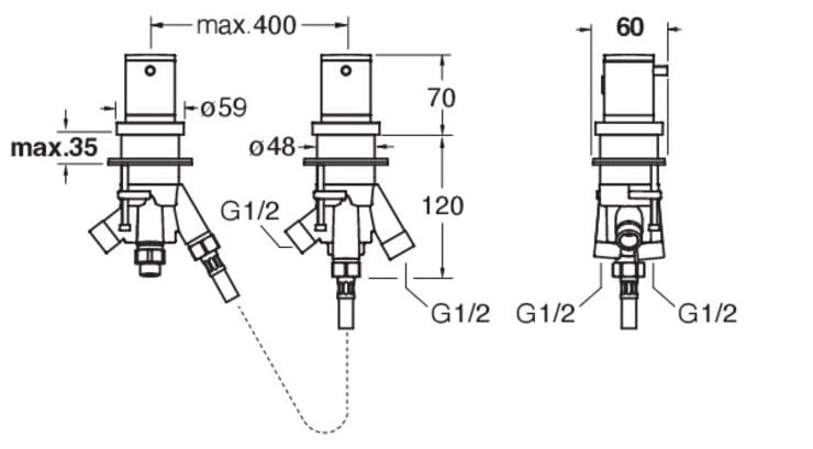 Термостатический смеситель для ванны с 2 отверстиями и переключателем CRISTINA Rubinetterie Термостатические смесители-Shower &amp ARCH-00148314 - Вид №2