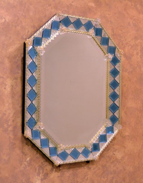 899 ORIGINALMURANOGLASS Венецианское зеркало Navagero Blue - муранское стекло OMG  см  - Вид №1