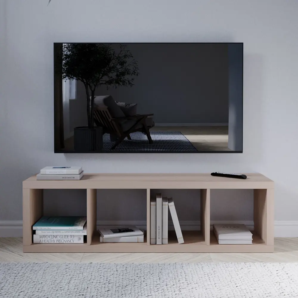 Стеллаж Konsensa Руан - 4-секционный модуль в стиле дуб для гостиной и офиса 89410099 STLM-1578156