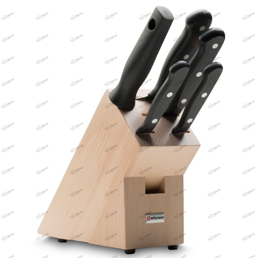 Набор кухонных ножей Gourmet: 4 шт., мусат, на светлой деревянной подставке WUESTHOF W9867