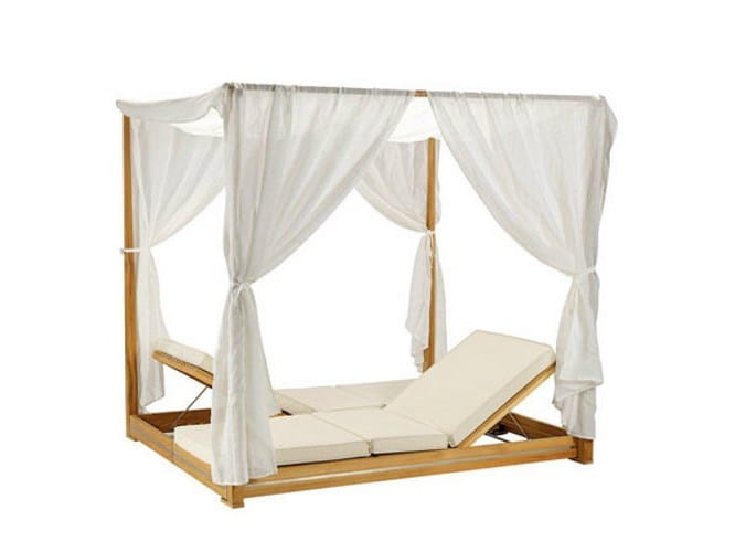 Садовая кровать из тикового дерева с балдахином Ethimo сущность ARCH-00078293 - Вид №1