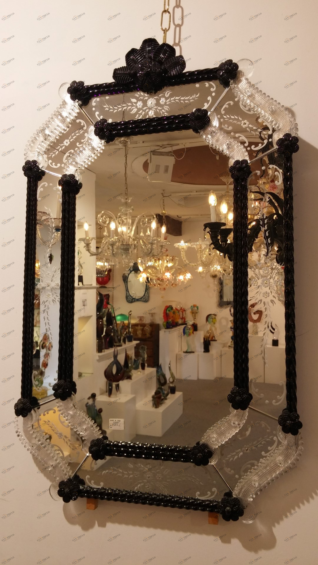 1780 ORIGINALMURANOGLASS Венецианское зеркало Чёрная Принцесса - муранское стекло  см 