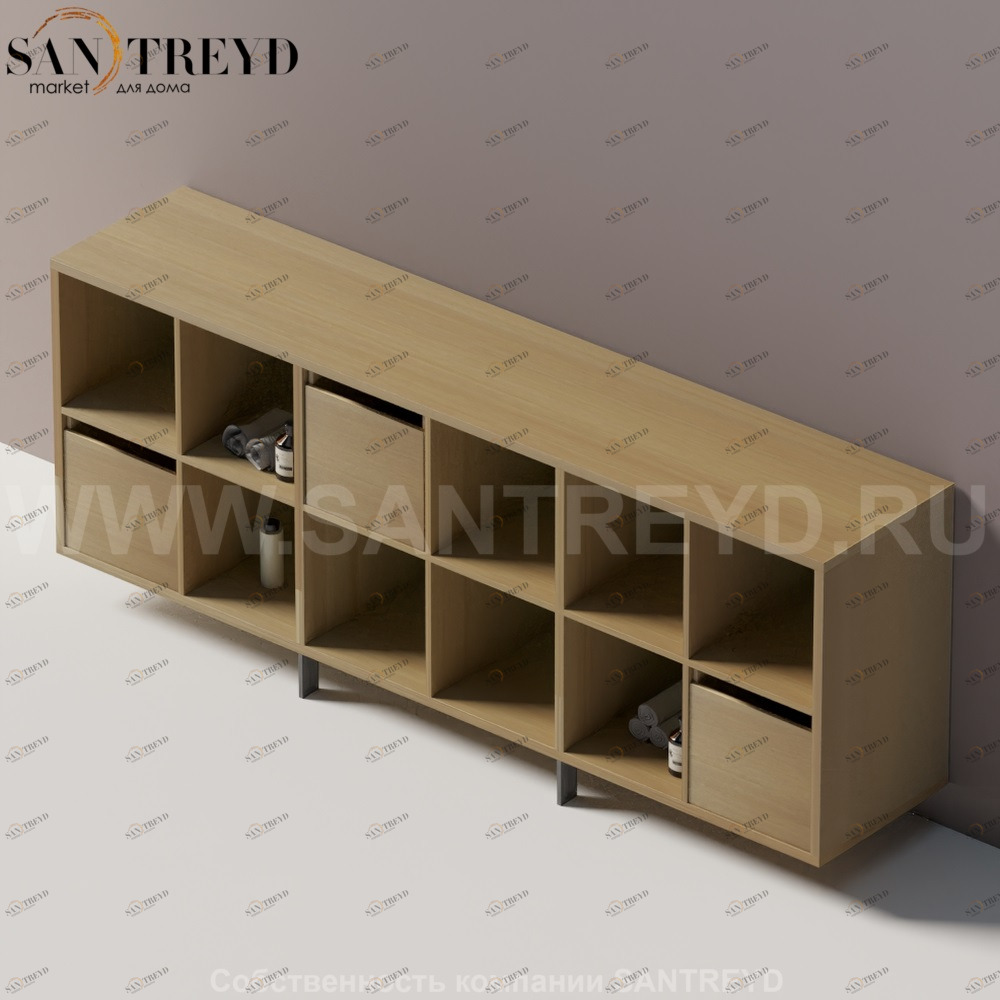 Agape KONTE Горизонтальный шкаф из МДФ под натуральный дуб с возможностью установки выдвижного ящика AMOB045ORT