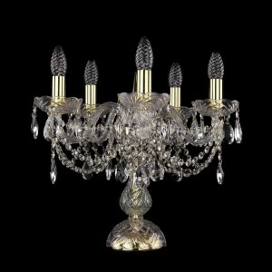 Лампа настольная хрустальная на 5 ламп 39х44 см золотая Bohemia Ivele 1406L/5/141-39/G BOHEMIA IVELE ПОДСВЕЧНИК 00-3889135 Золото;прозрачный