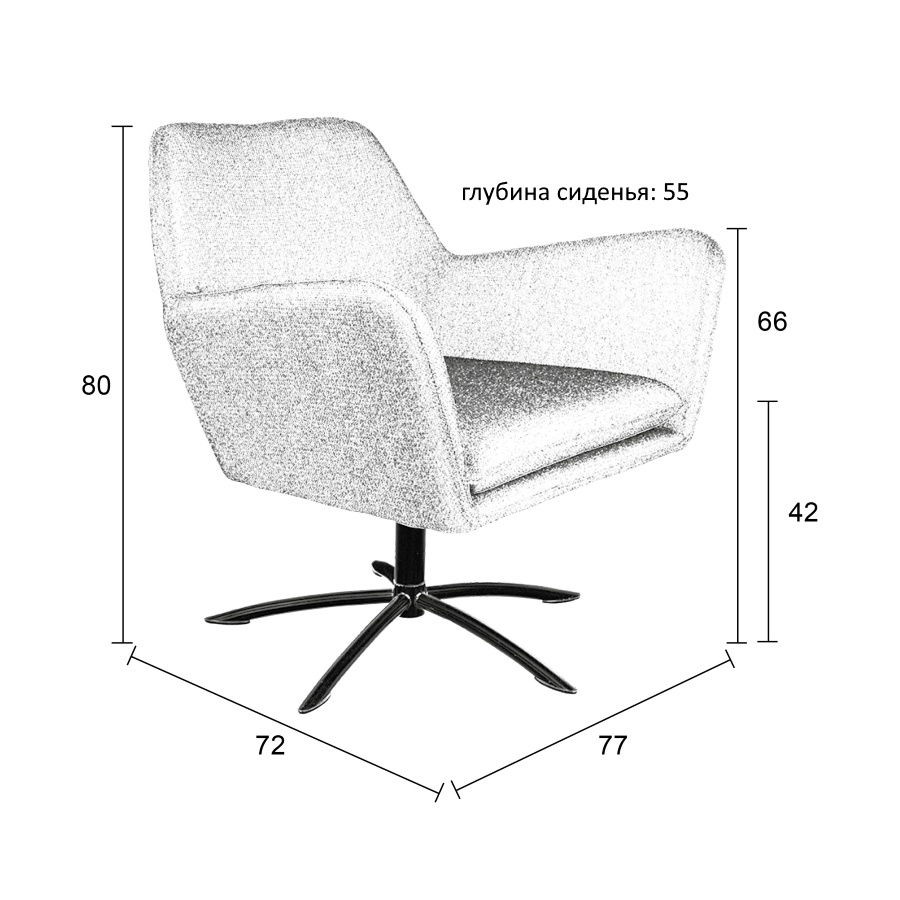 Лаунж кресло Knut темно-серое White Label Living 3100037 - Вид №11