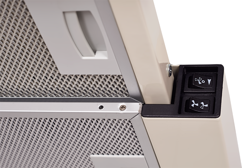 SLIMLUX II 60 Bronze Встраиваемая вытяжка, ширина 60 см, отвод/рециркуляция, 550 м3/час, механическое управление, 3 скорости, освещение 2х40 вт, металлические жироулавливающие фильтры, угольный фильтр с3с (опция), 38-54 дб, цвет бежевый/бронза (португалия Santreyd  - Вид №2