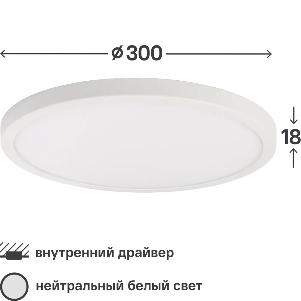 Спот накладной светодиодный Inspire Kars 17 Вт, 300 мм изменяемый белый свет цвет белый 82863713 STLM-2086999 