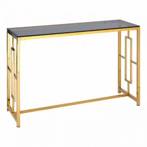 Консоль стеклянная 120х40 см дымчатая с золотом "Бруклин" STOOL GROUP  00-3881905 Золото