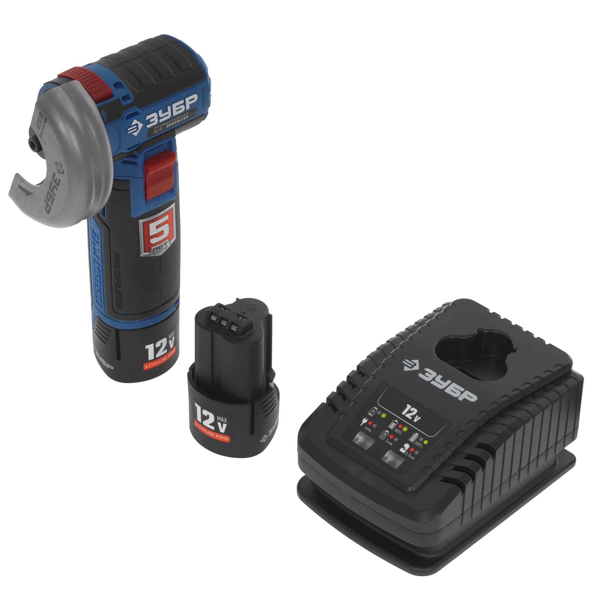 Углошлифовальная машина (УШМ) Зубр AB-76-22 12V MAX LITHIUM PRO 5402203 STDN-0128415