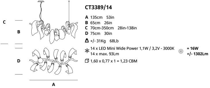 Serip Подвесной светильник из бронзы ручной работы Icarus Ct3389/14 - Вид №1