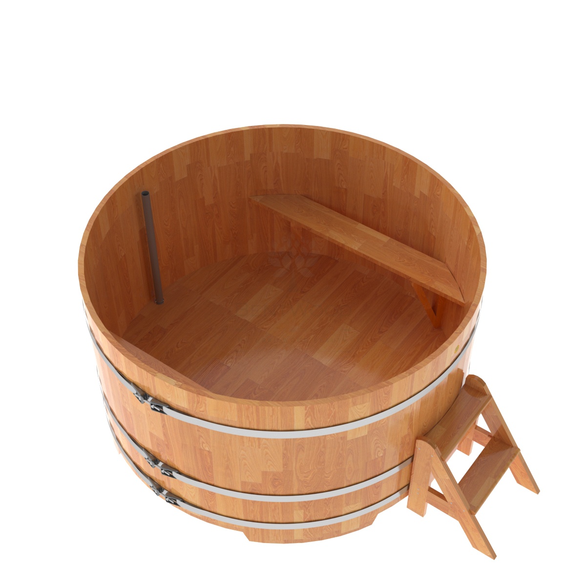 1555 Купель круглая из сращенных ламелей лиственницы d=1,80х1,0 натуральная Alyarus  - Вид №1