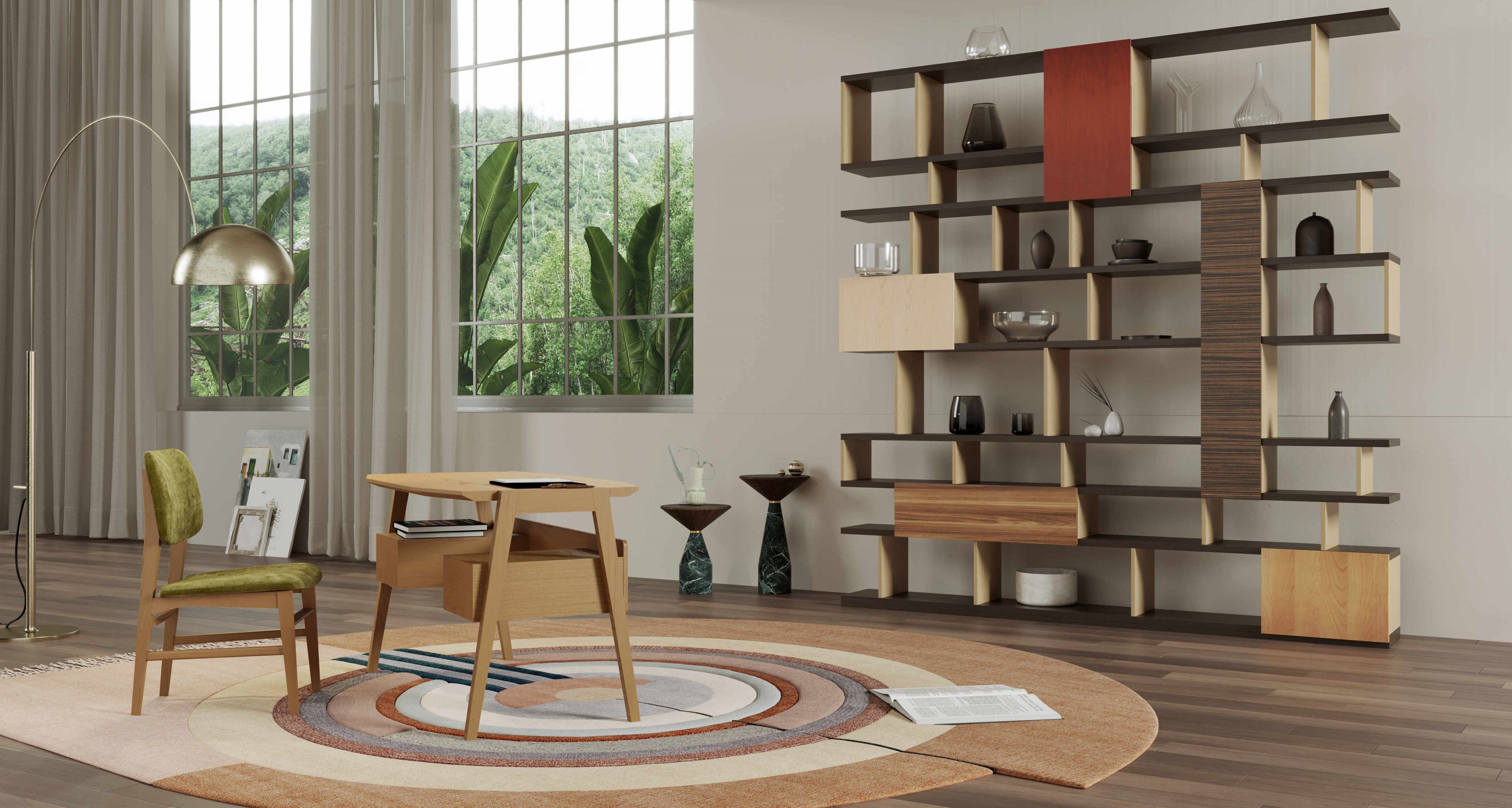 Высокий круглый журнальный столик из ясеня и мрамора Morelato CINO ARCH-00049424 - Вид №7