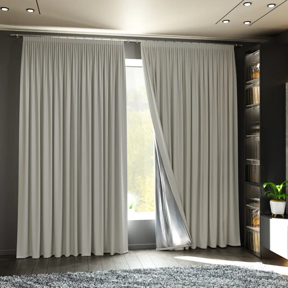 Шторы Miamoza Dark блэкаут светло-бежевые 150x250 см с лентой 89420198 STLM-1568974