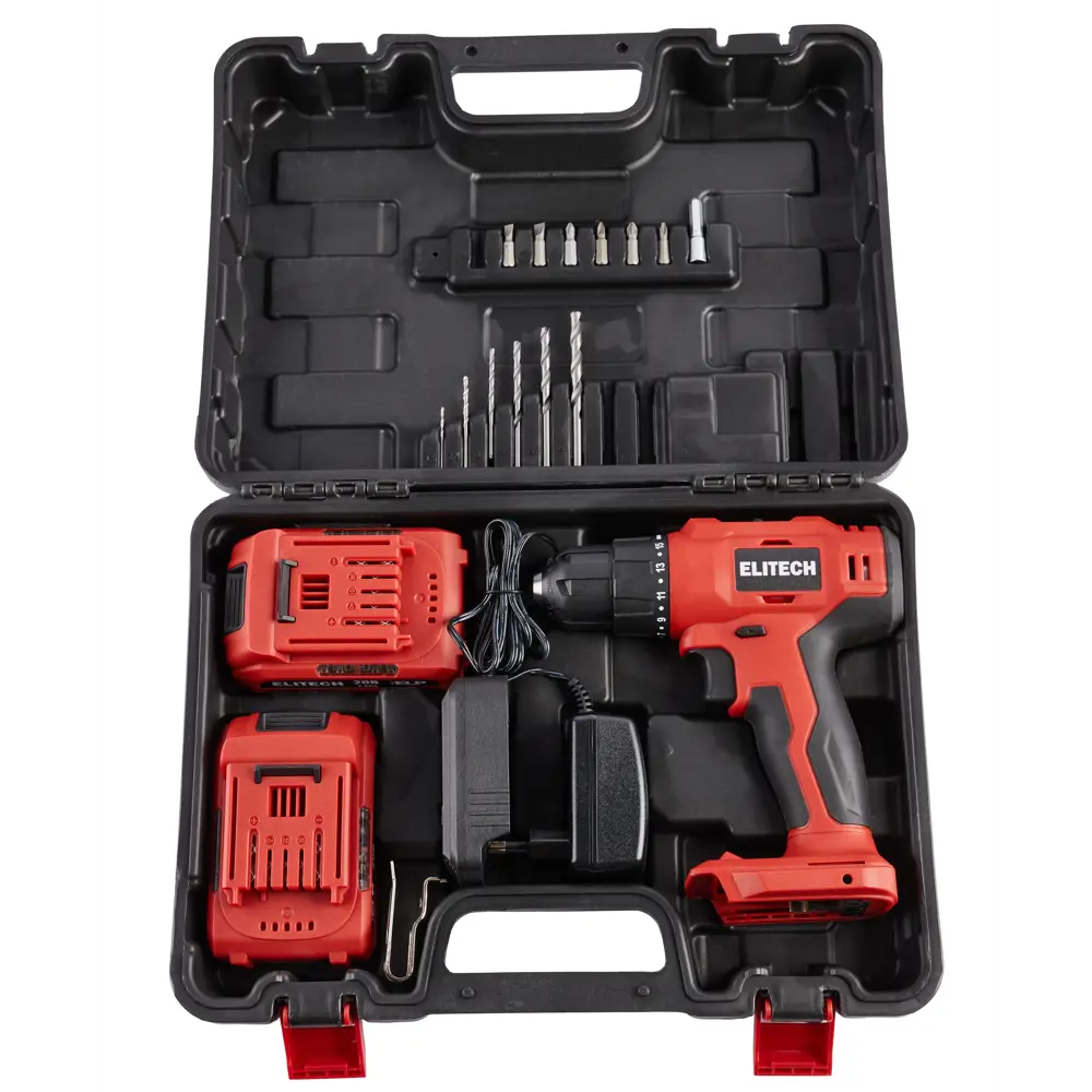 Аккумуляторная дрель-шуруповерт Elitech ДА 20-2СЛ с кейсом 89364104 STLM-0849386 - Вид №1