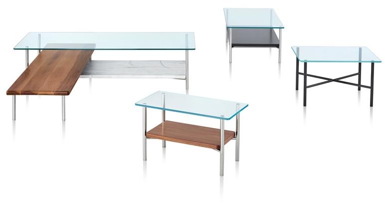 Herman Miller Прямоугольный журнальный столик из стекла и металла с полкой Layer sun-id-1455957 - Вид №3