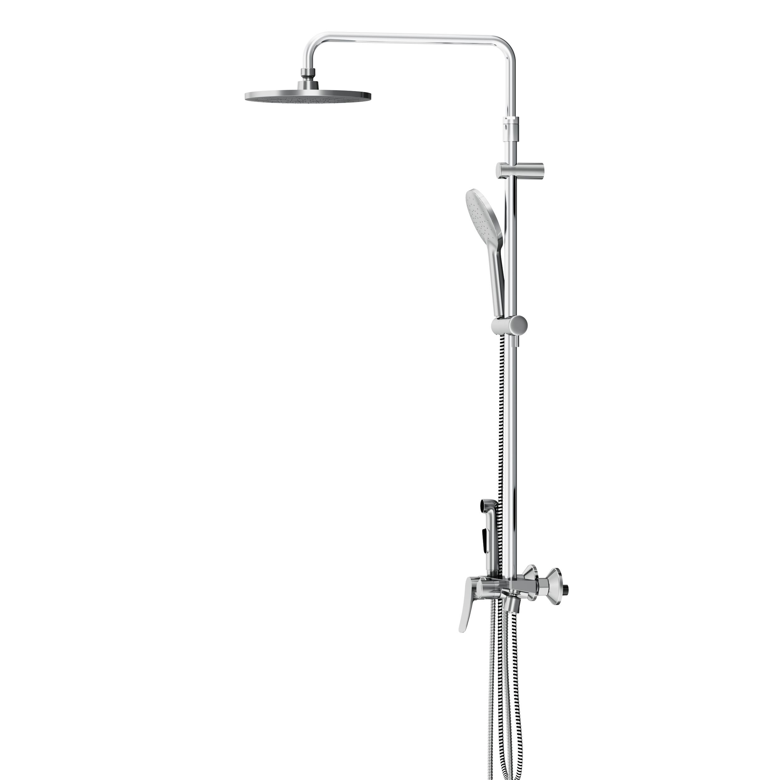 DX220910000 душевая система со смесителем-полкой: верхний душ 230мм ручной душ 120мм 1 реж Damixa Apollo - Вид №5