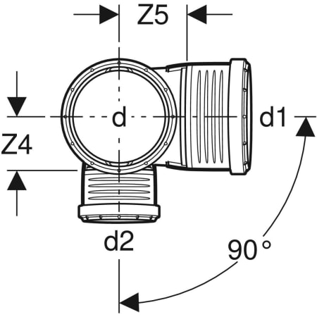 390.470.14.1 Крестовина двухплоскостная комбинированная Geberit Silent-PP 87,5°, левая Geberit  - Вид №2