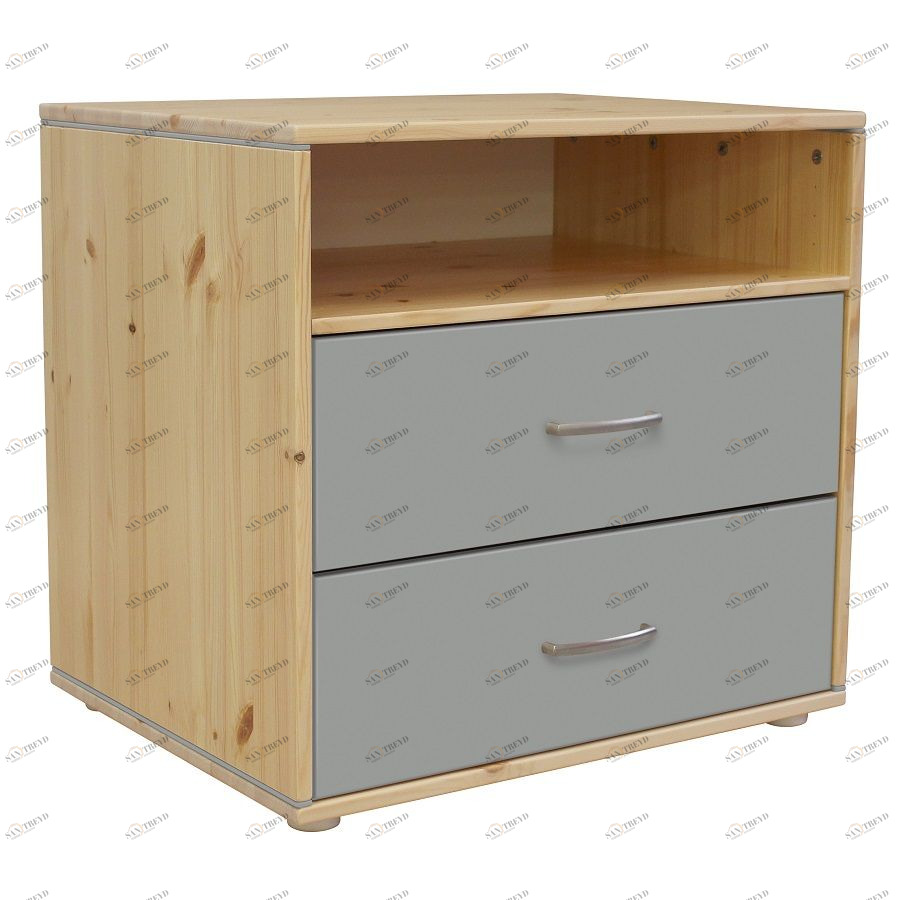 Комод Flexa Classiс storage с 2 выдвижными ящиками и 1 полкой, лакированный/серый 812431457