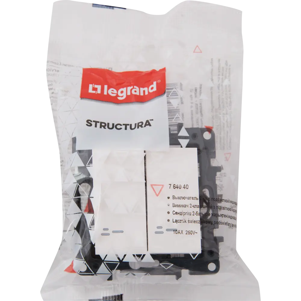 82064618 Выключатель встраиваемый Legrand Structura 2 клавиши с подсветкой, цвет белый STLM-0018608 - Вид №4