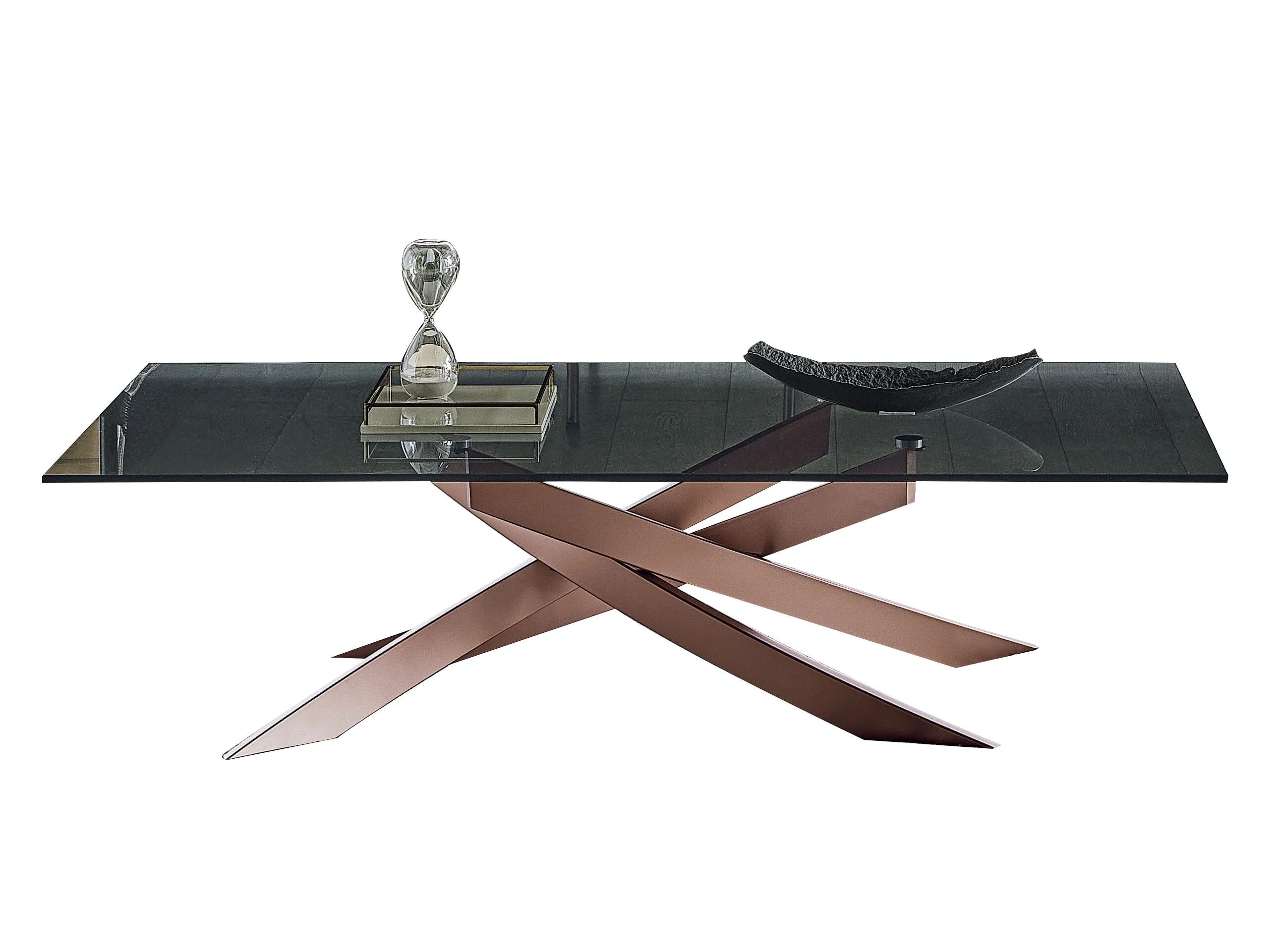 Журнальный столик из стали и хрусталя Bontempi Casa художественный ARCH-00011859