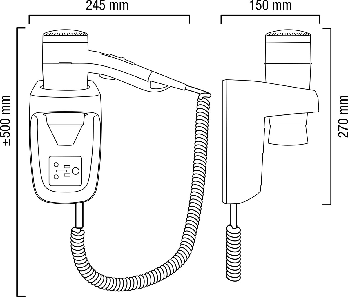 Valera Premium Protect 1200 Shaver White Мод. 533.03 / 044.06 - 1200 Вт - фен с настенным держателем и розеткой для бритвы 55330188  - Вид №1